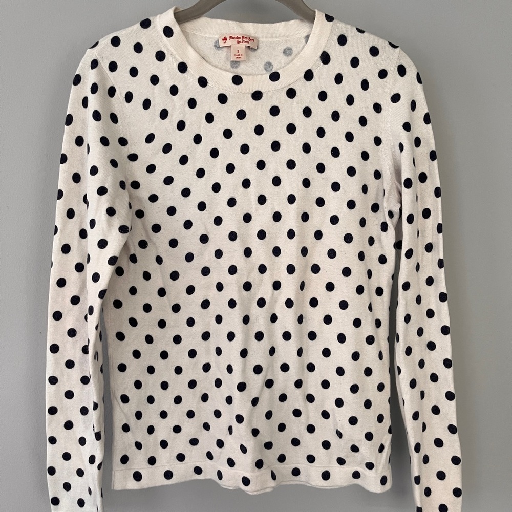 Brooks Brothers Red Fleece Polka Dot Sweater